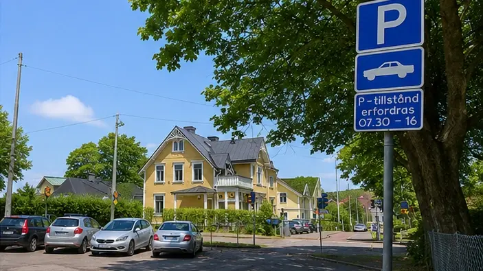 Skolans parkering får användas efter kl 16. Precis utanför skolan finns också busshållplatsen Herrgårdsgatan.